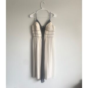 Max and Cleo 100% Silk‎ Cream Black Midi Dress Sleeveless Corset Y2K Size 6